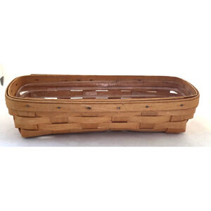 Basket/Bread-Longaberger-Natural Wood-Woven-Plastic Insert-Signed-1998 11"x5"